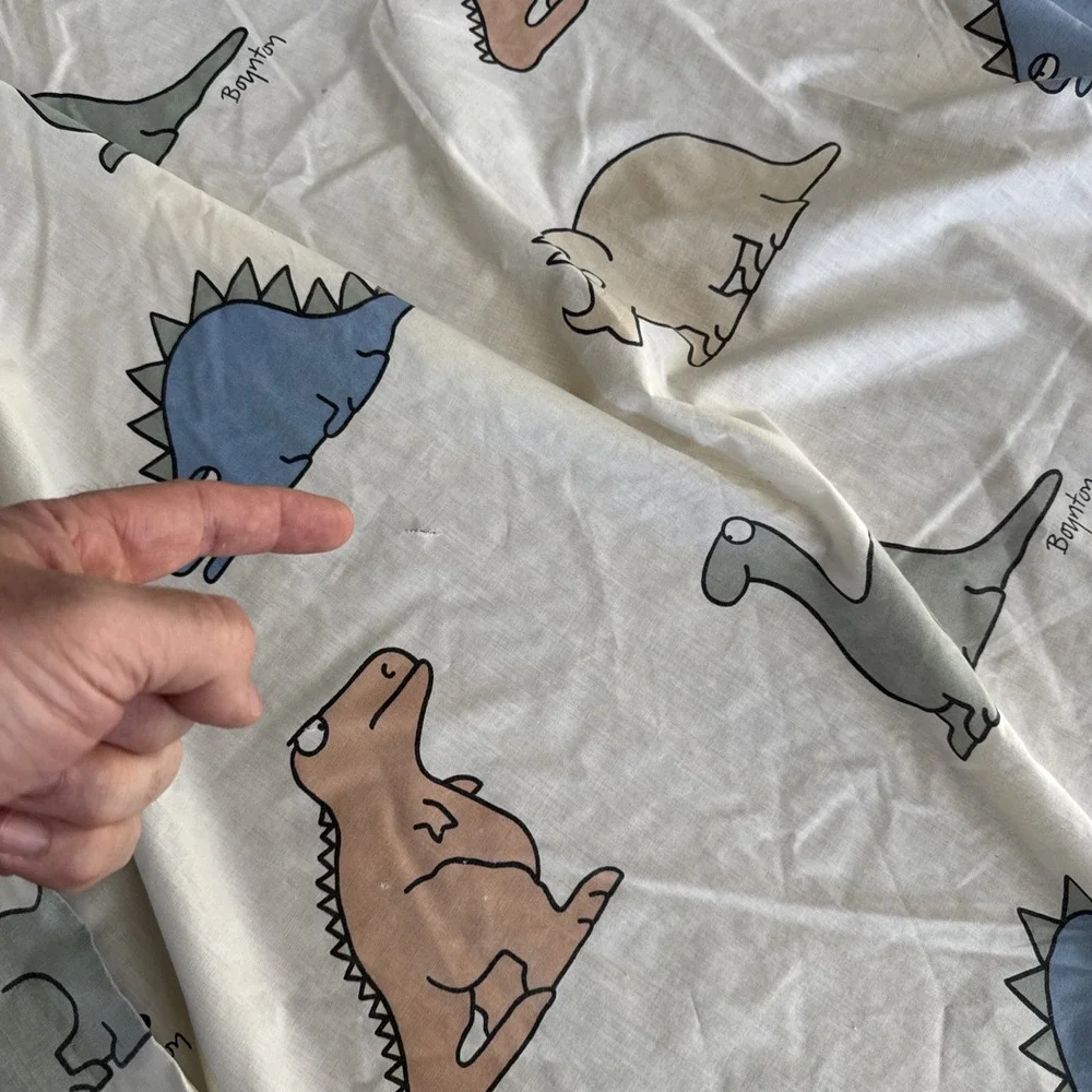 Vintage Sandra Boynton Twin Sheet Set‎ Dinosaur Print Bedding Martex Fabric 80s